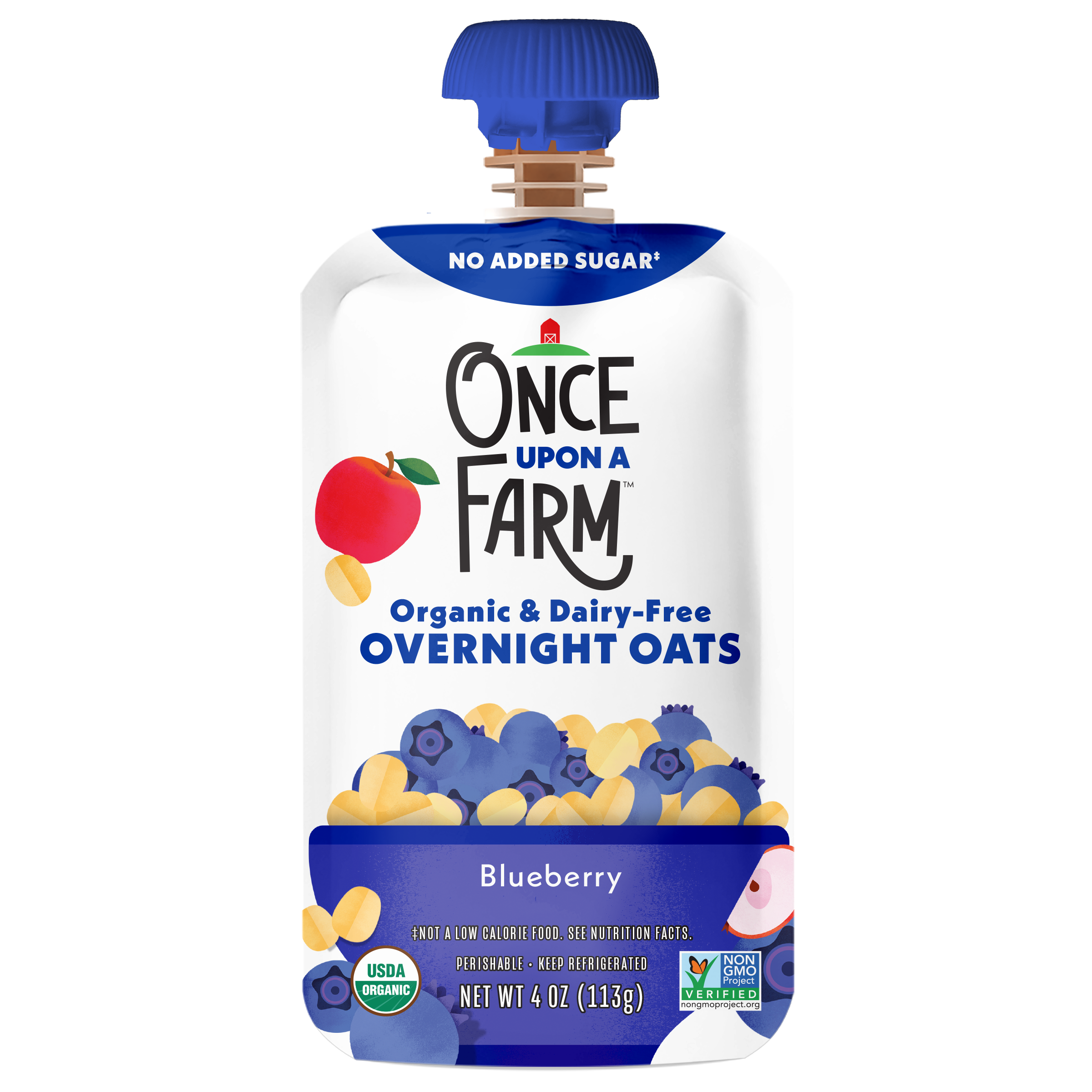 Once Upon a Farm Organic Overnight Oats Blueberry Pouch, 4oz front
