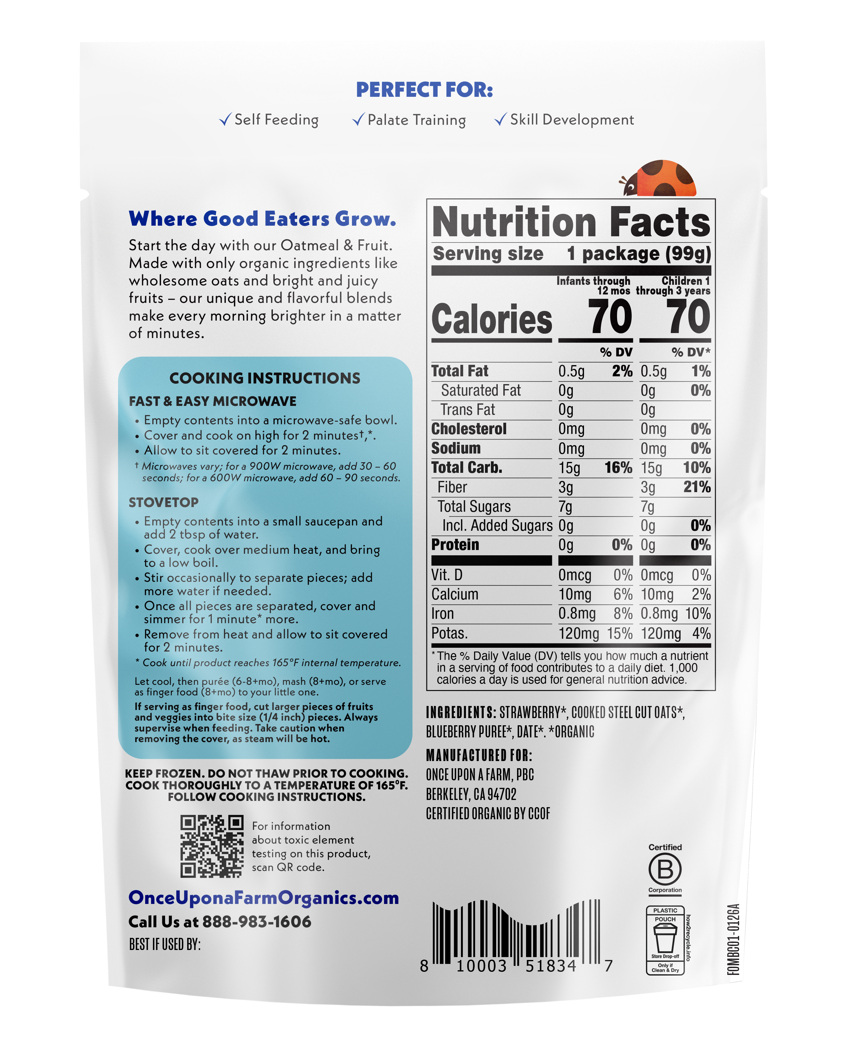 Mixed Berry Crumble frozen meal front of pack