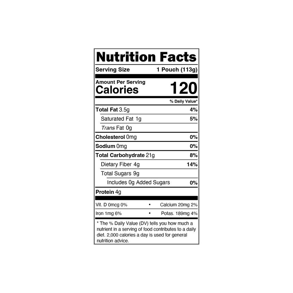 Once Upon a Farm Organic Overnight Oats Apple & Cinnamon Pouch, 4oz nutrition facts panel