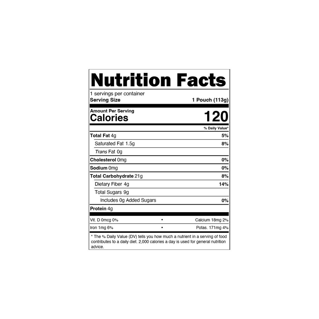 Once Upon a Farm Organic Overnight Oats Blueberry Pouch, 4oz nutrition panel 