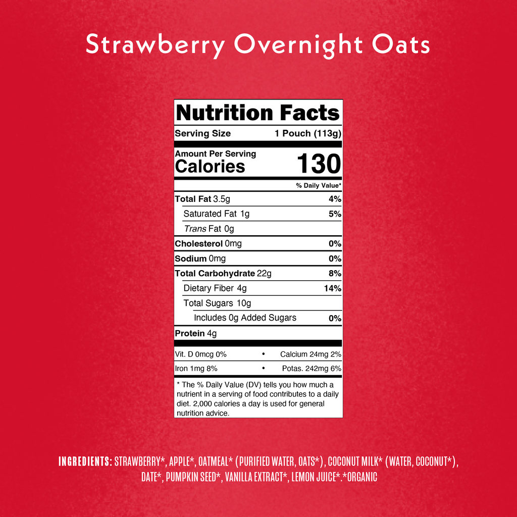 Strawberry Overnight Oats Nutrition Fact Panel