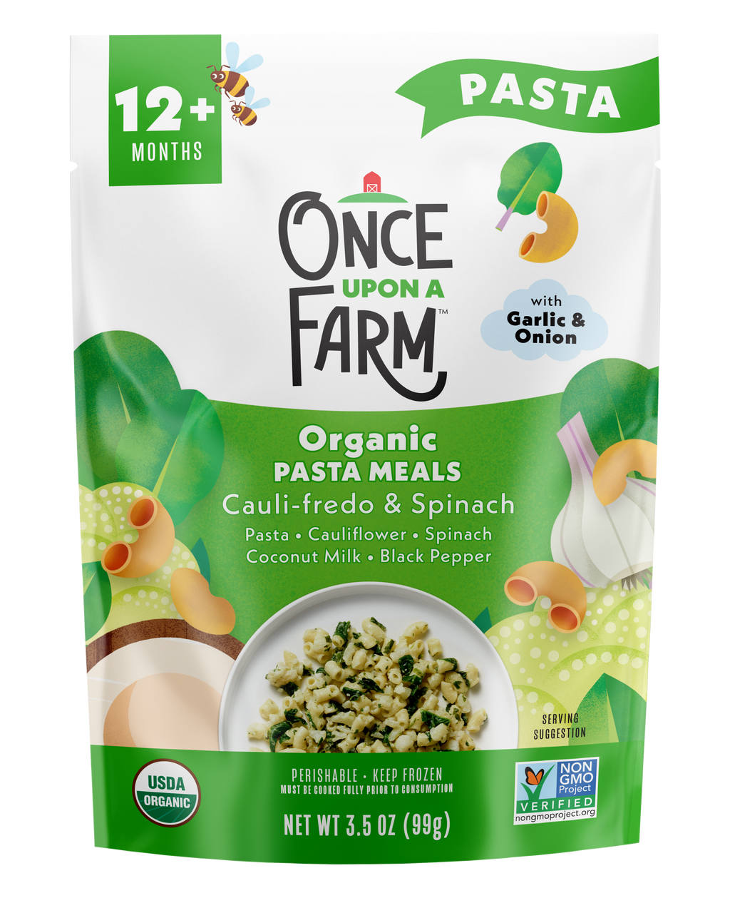 Cauli-fredo & Spinach frozen meal front of pack