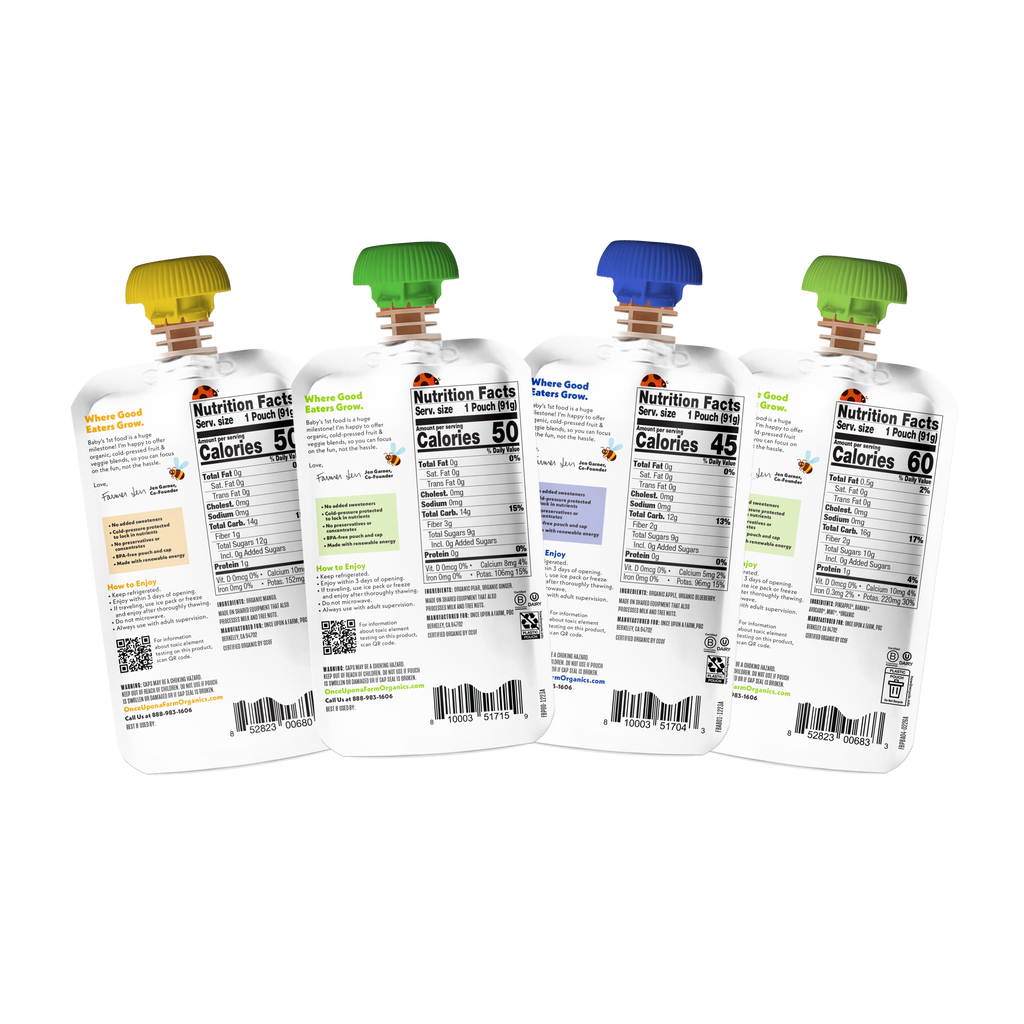 back of packaging for Baby Fruit Blends Variety Pack