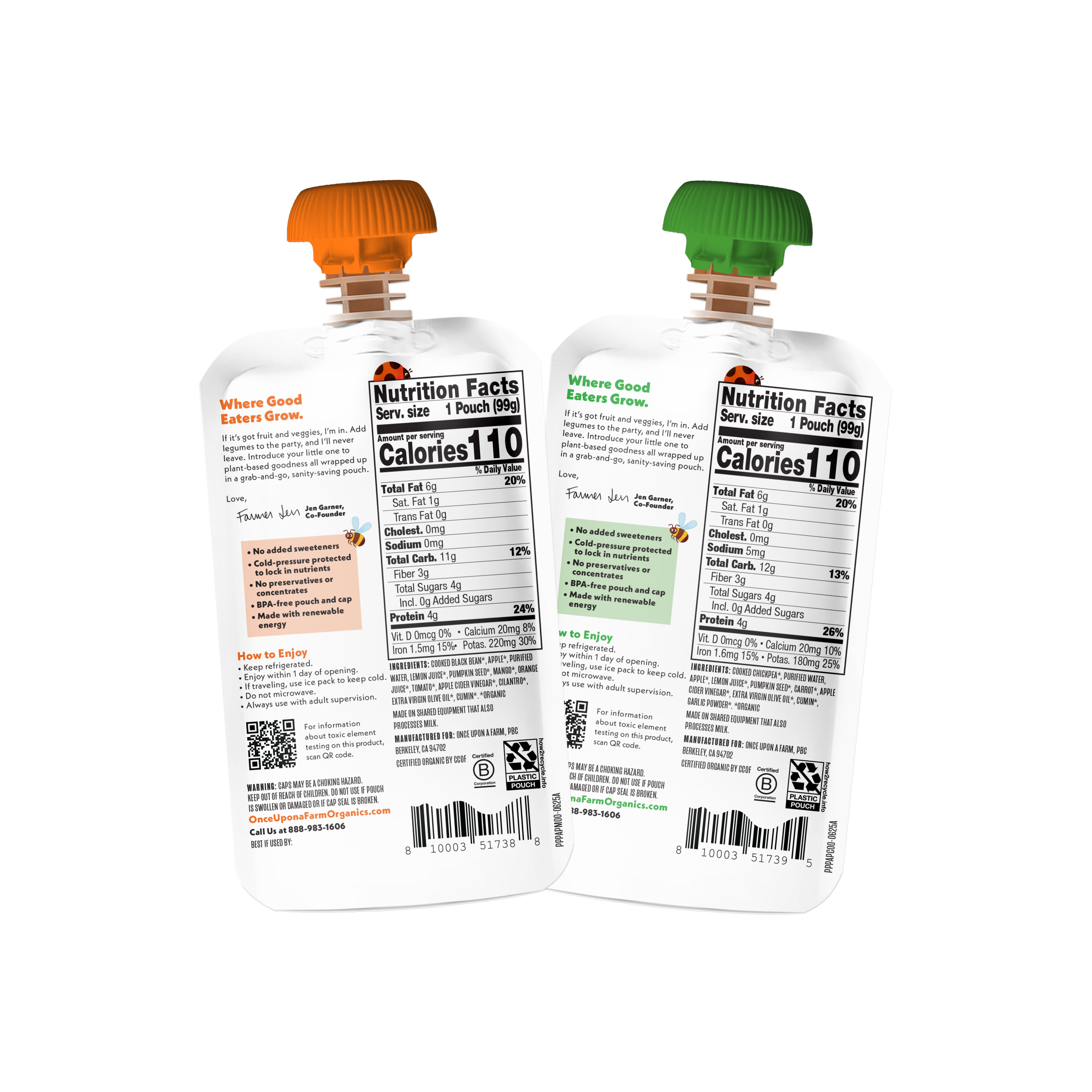 back of packaging Baby Plant Protein Variety Pack