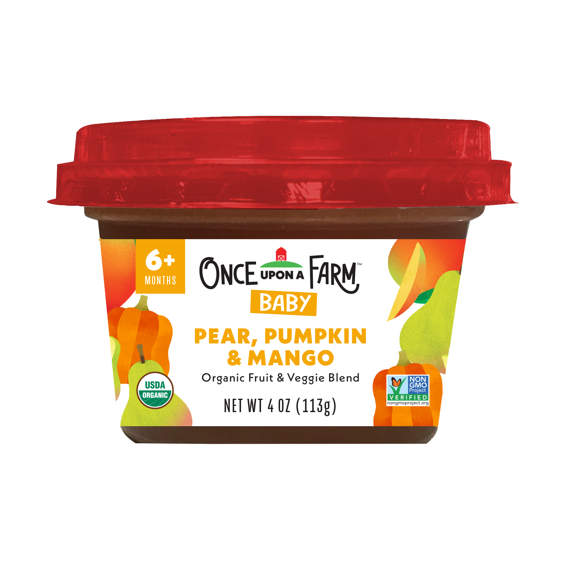Pear, Pumpkin & Mango Organic Fruit & Veggie Blend Baby Bowl Front of Packaging