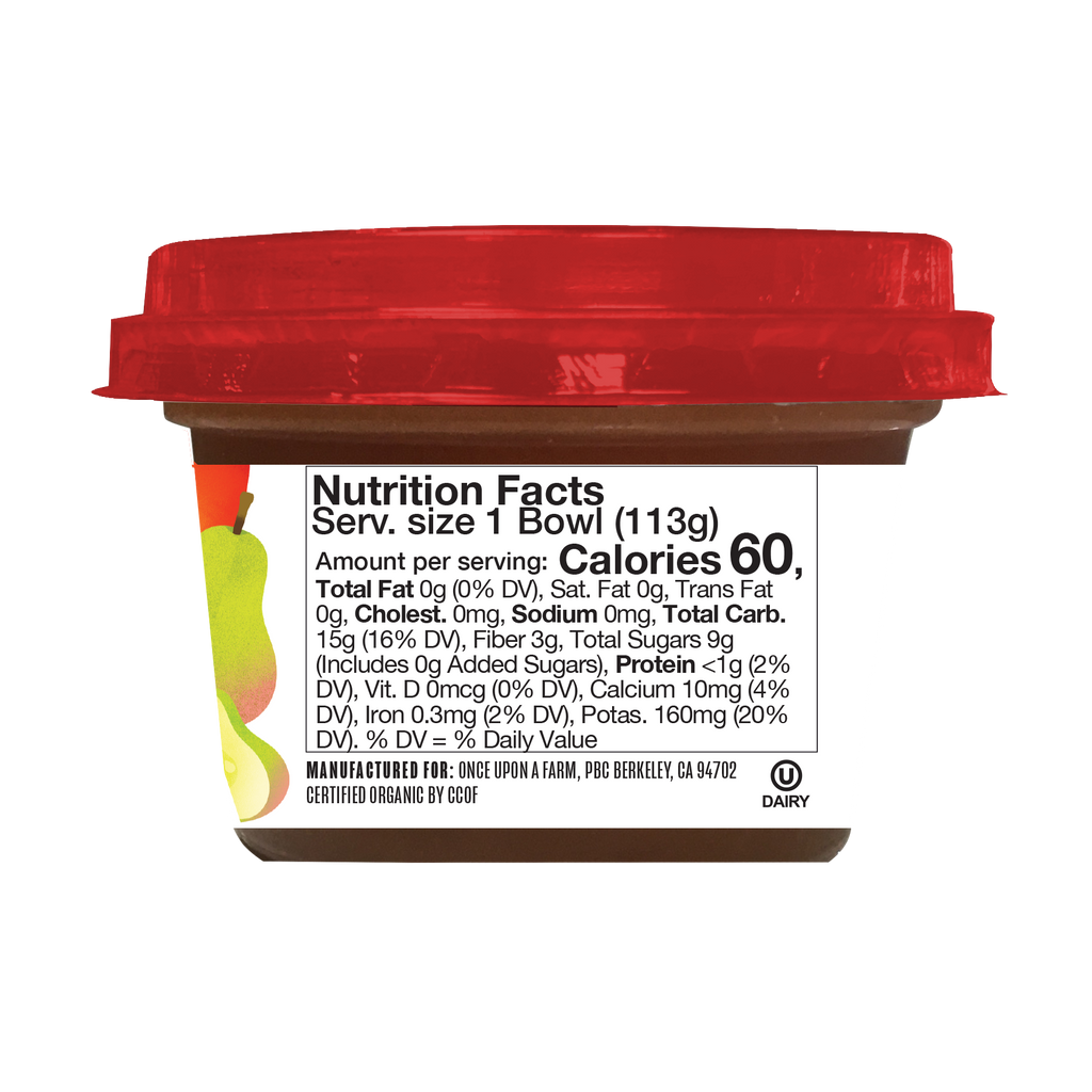 Pear, Pumpkin & Mango Organic Fruit & Veggie Blend Baby Bowl nutrition facts
