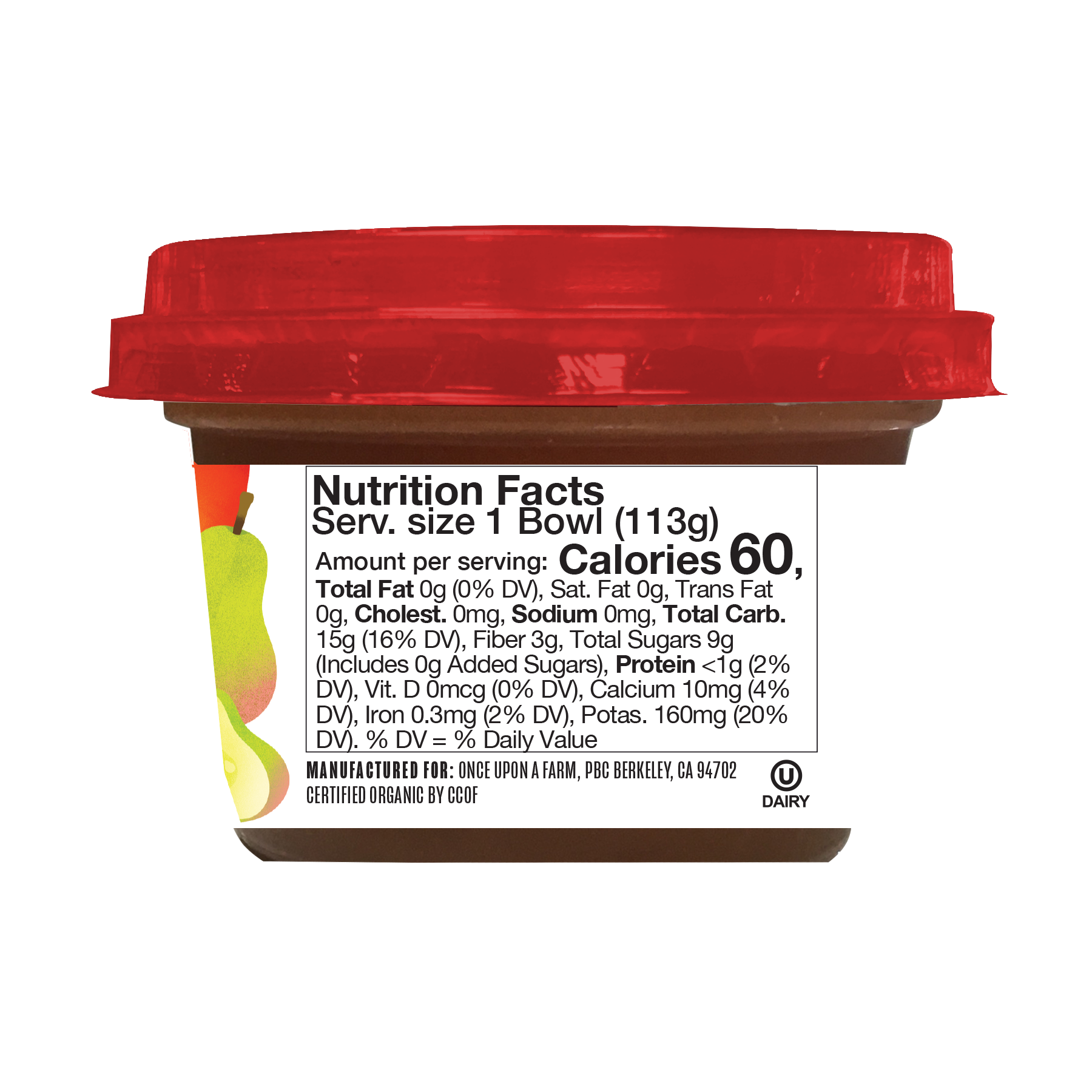 Pear, Pumpkin & Mango Organic Fruit & Veggie Blend Baby Bowl nutrition facts