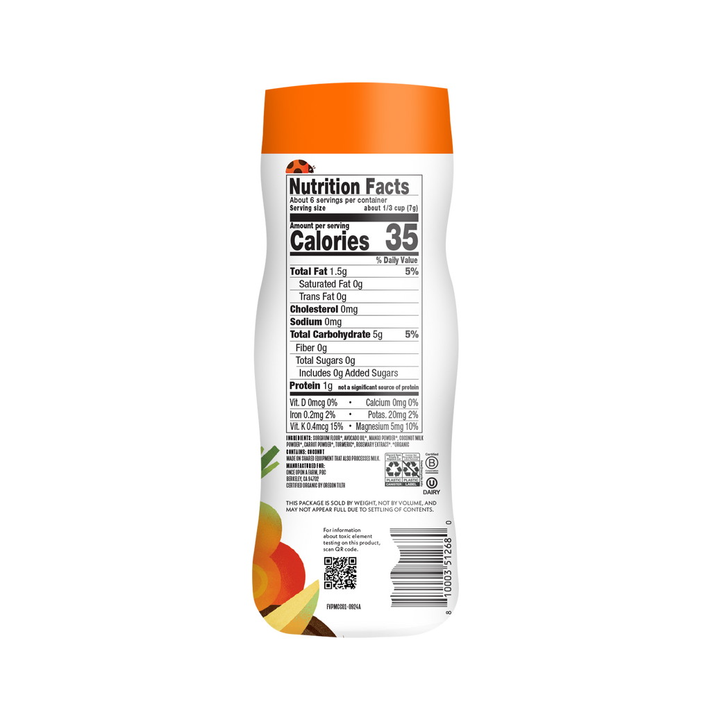 Mango Coconut Carrot Puffs New Recipe Back of Container