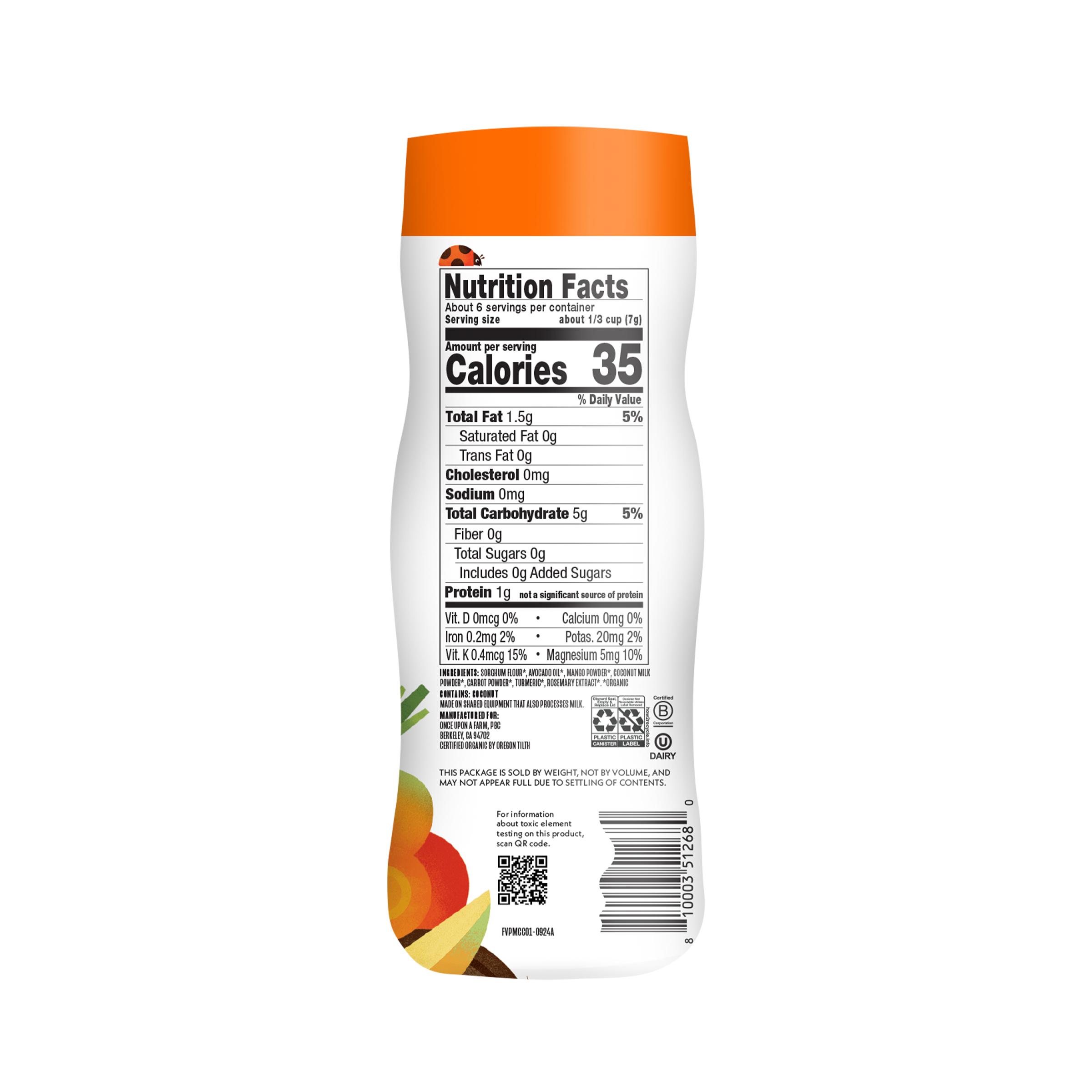 Mango Coconut Carrot Puffs New Recipe Back of Container