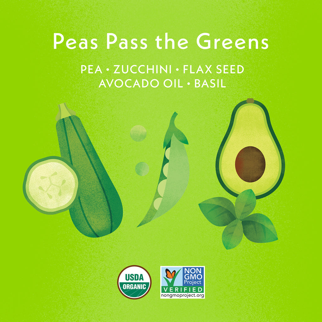 Peas Pass the Greens Featured Ingredients: Pea, Zucchini, Flax Seed, Avocado Oil, Basil