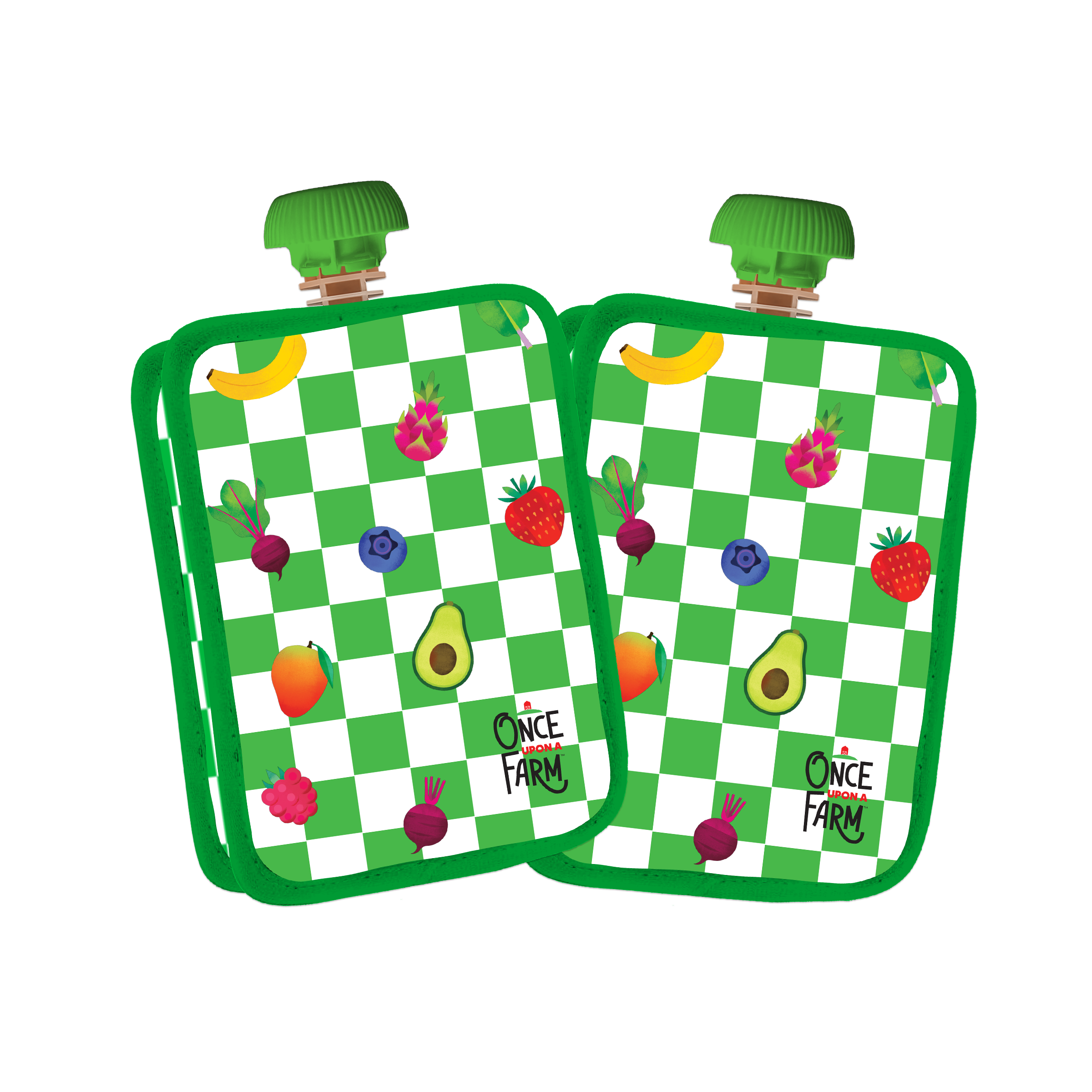 Green Checkered Pouch Cooler 2-Pack