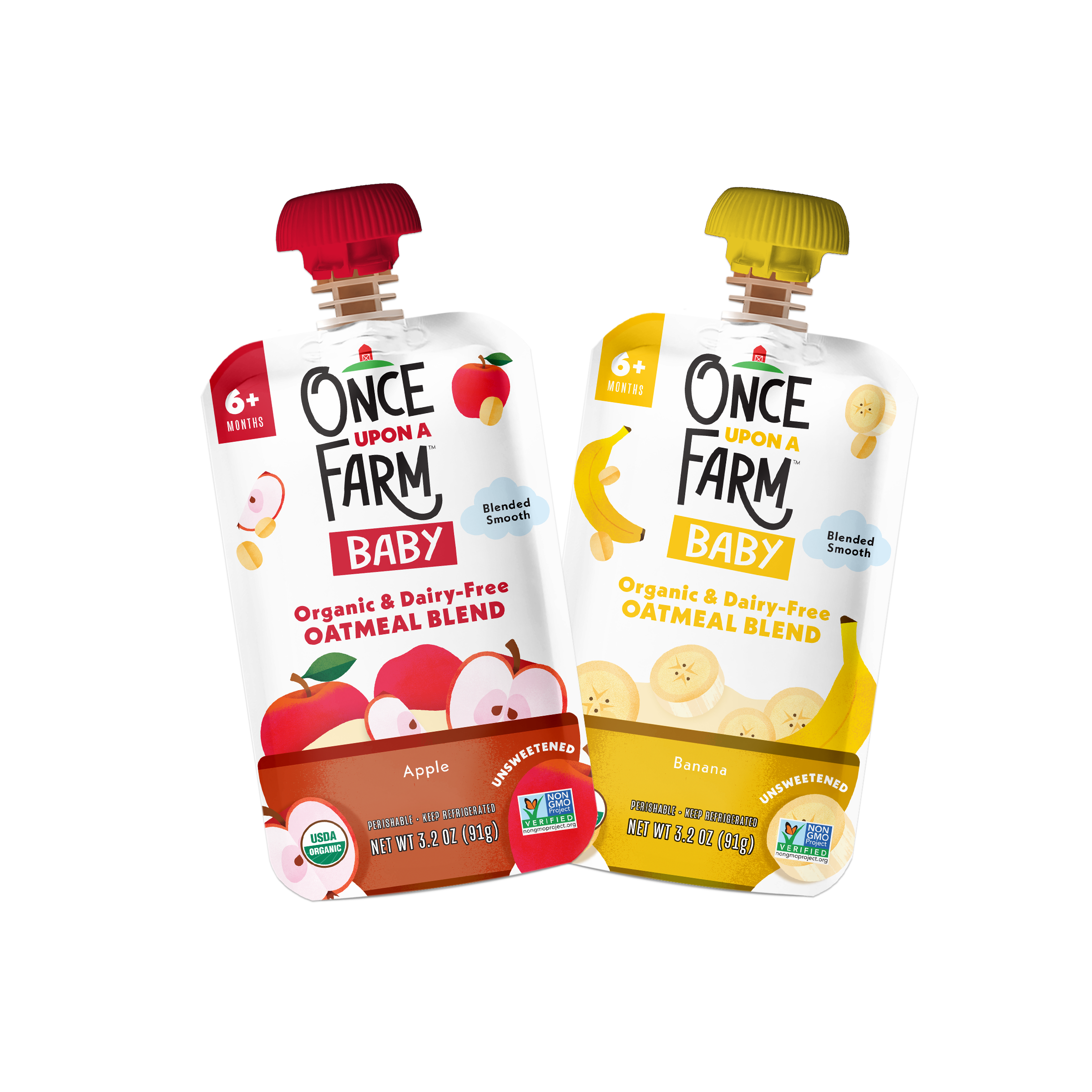 Front Image of Apple Oatmeal and Banana Oatmeal Pouches