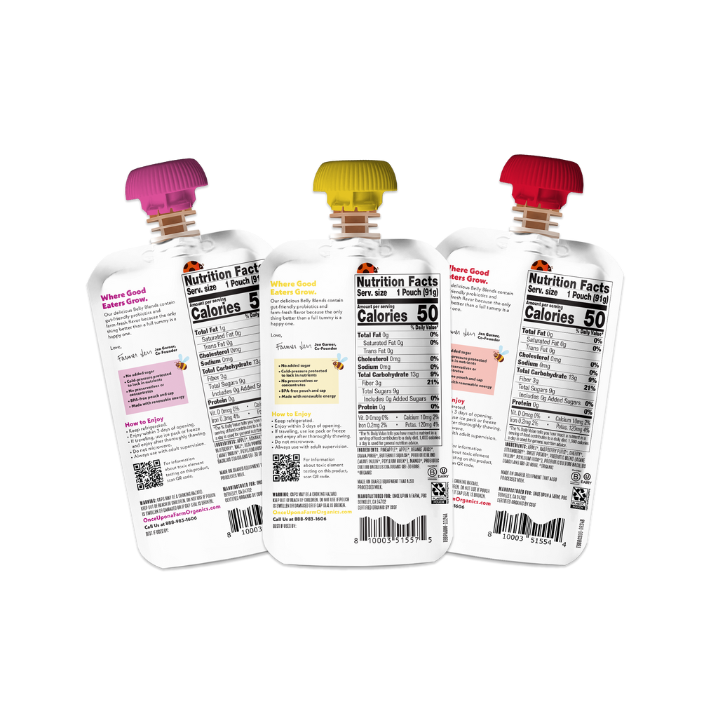 3-Pack Belly Blend pouches back of packaging