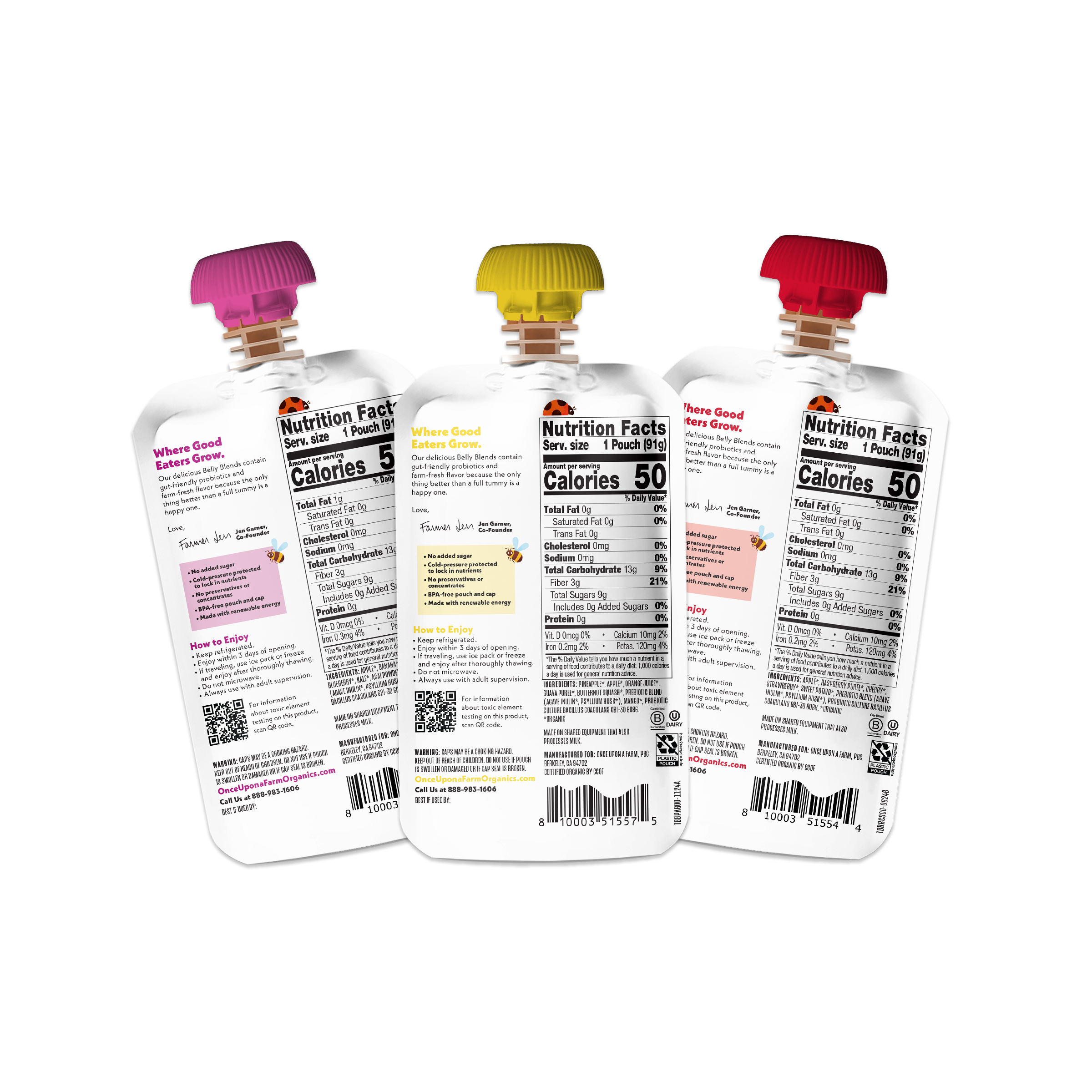 3-Pack Belly Blend pouches back of packaging