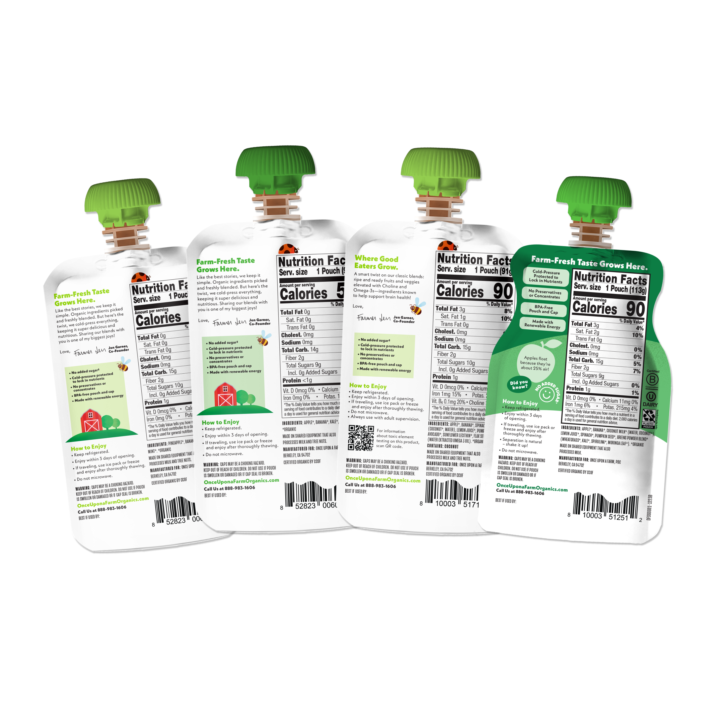 Back of Packaging for Eat Your Greens One-Time Add-On with updated dairy free smoothie pouch
