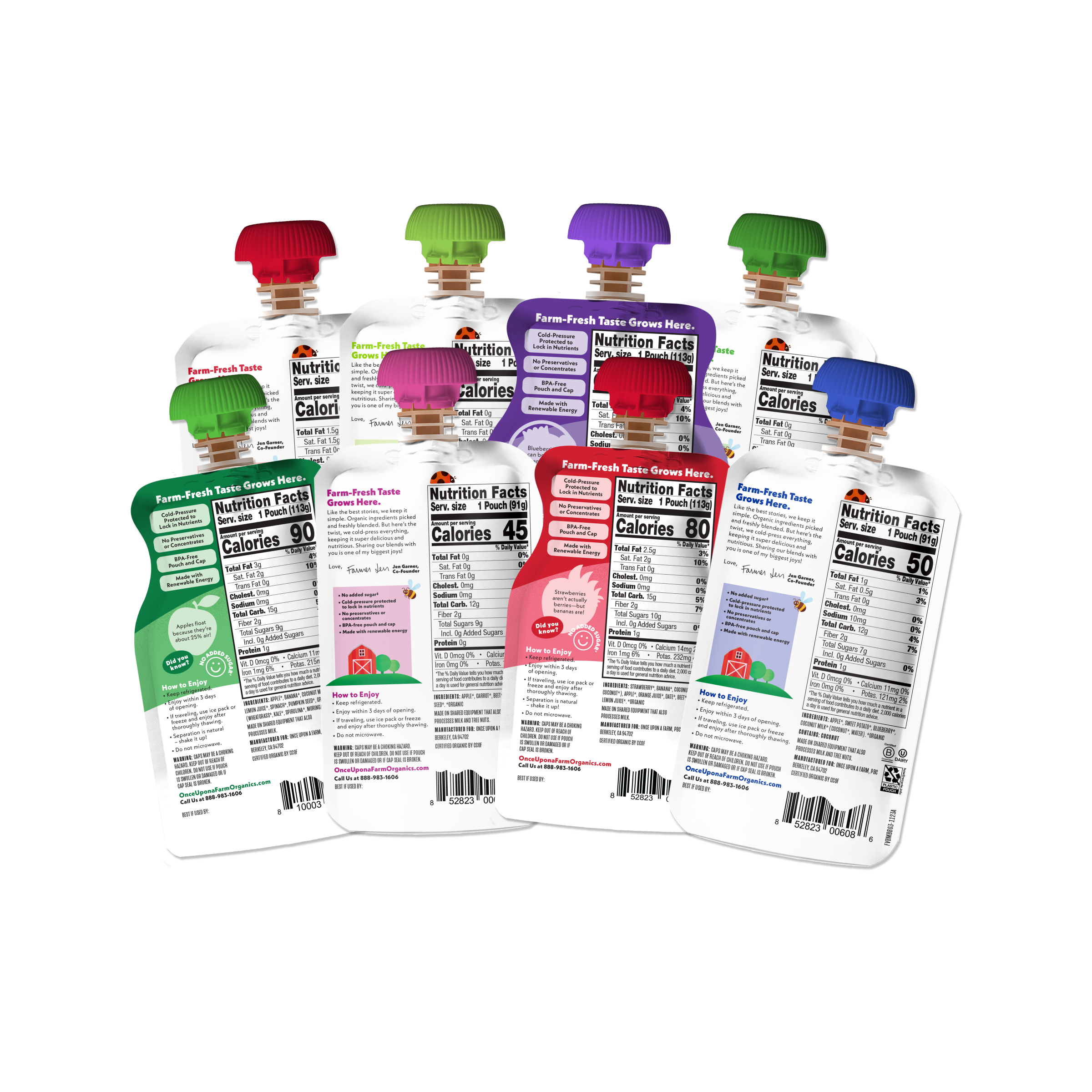 Back of Farmer's Finest Fruit & Veggie Variety Pack Pouches - Updated Dairy-Free Smoothie Pouches