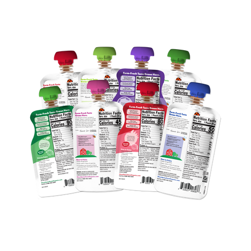 Back of Farmer's Finest Fruit & Veggie Variety Pack Pouches - Updated Dairy-Free Smoothie Pouches