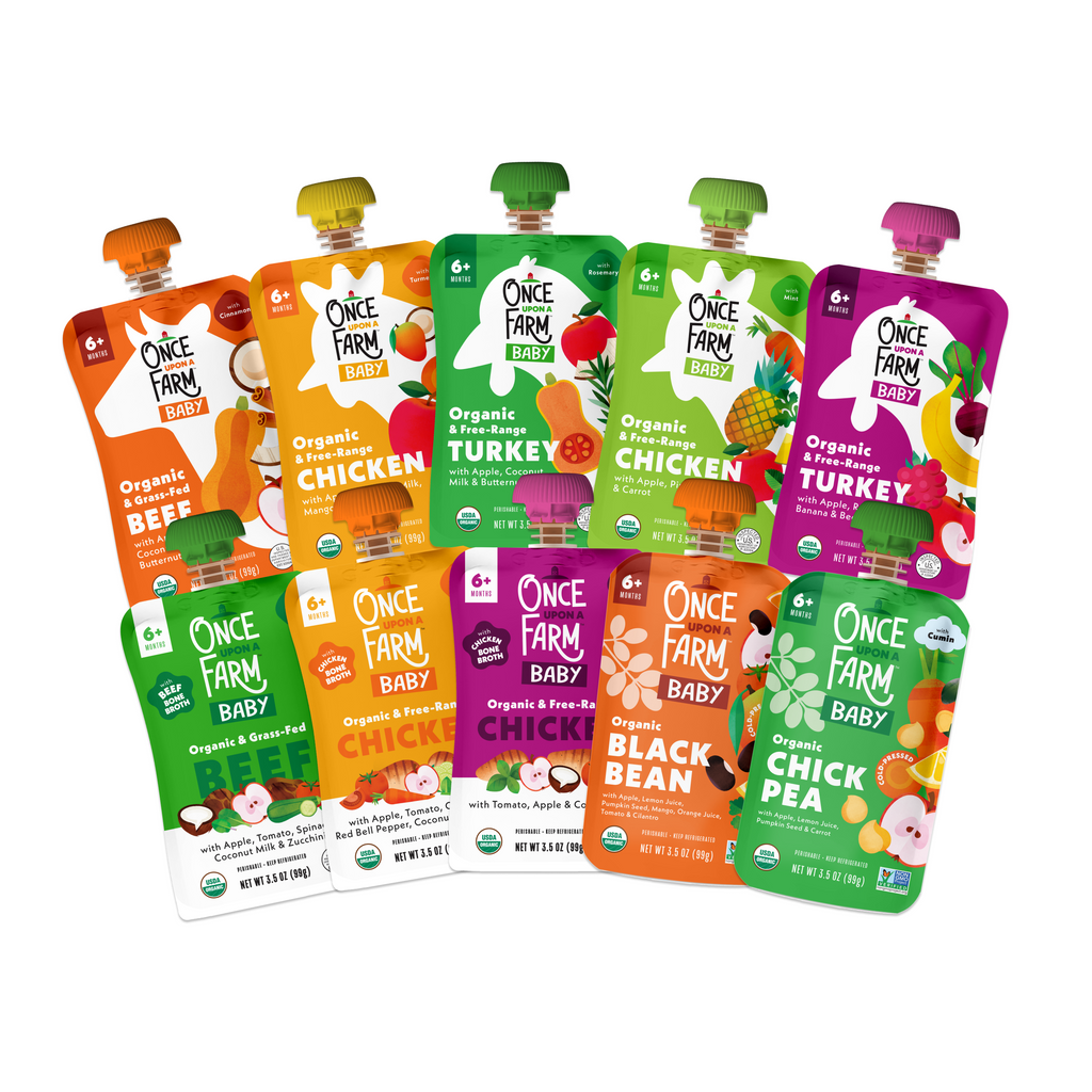 Meat & Legume Blends Variety Pack front of Once Upon A Farm pouches