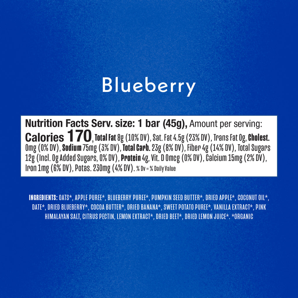 Refrigerated Oat Bar Blueberry Nutritional Facts Panel