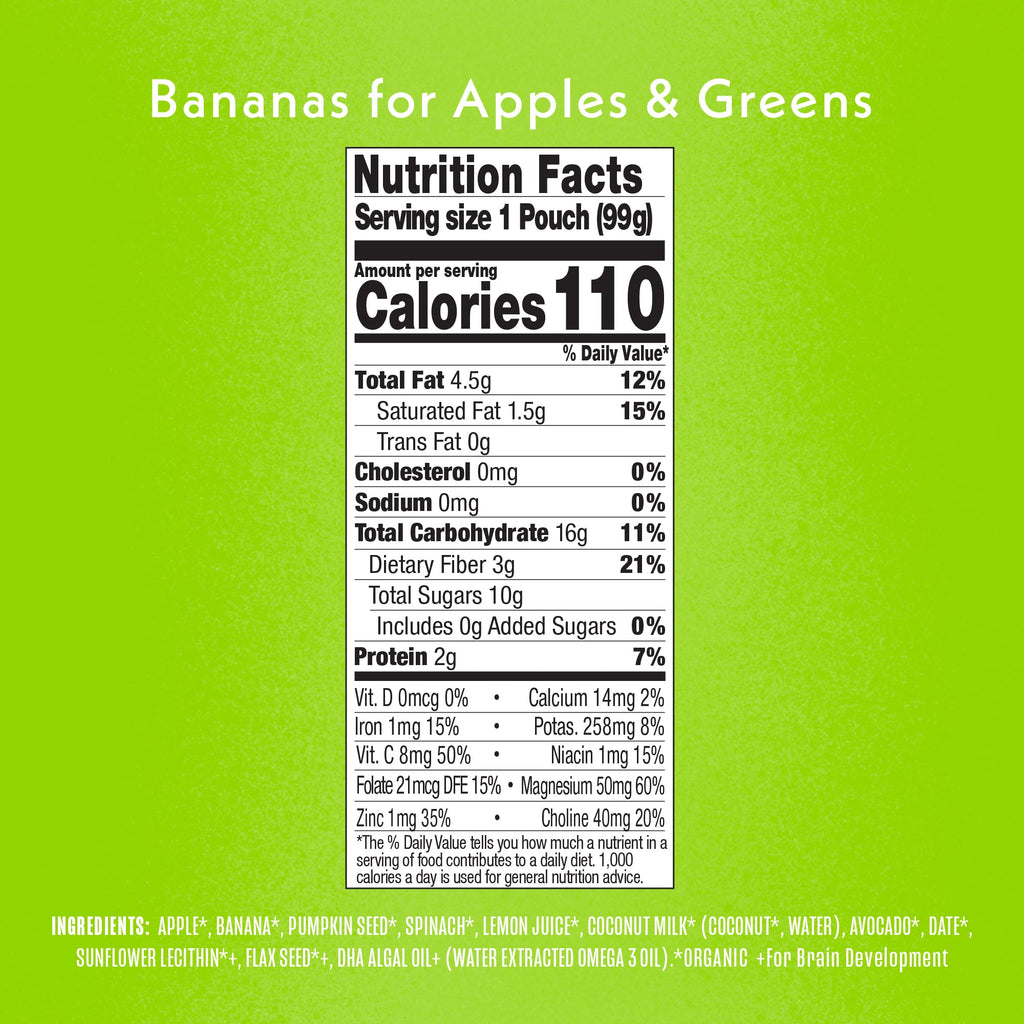 Bananas for Apples & Greens Smart Blend Nutritional Facts & Ingredients