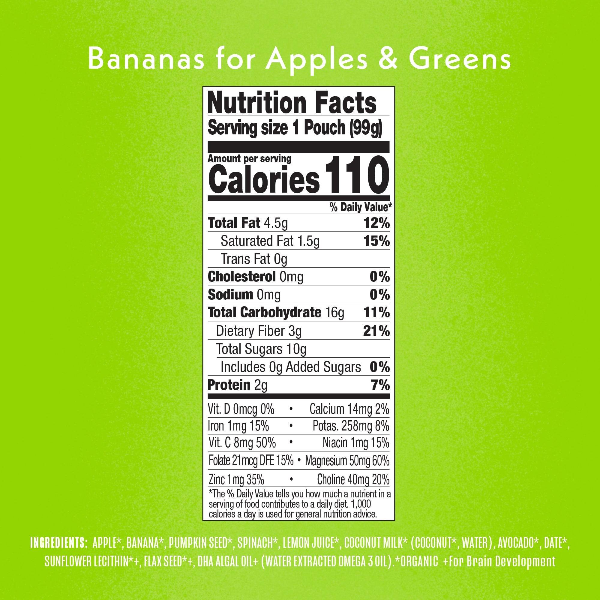 Bananas for Apples & Greens Smart Blend Nutritional Facts & Ingredients