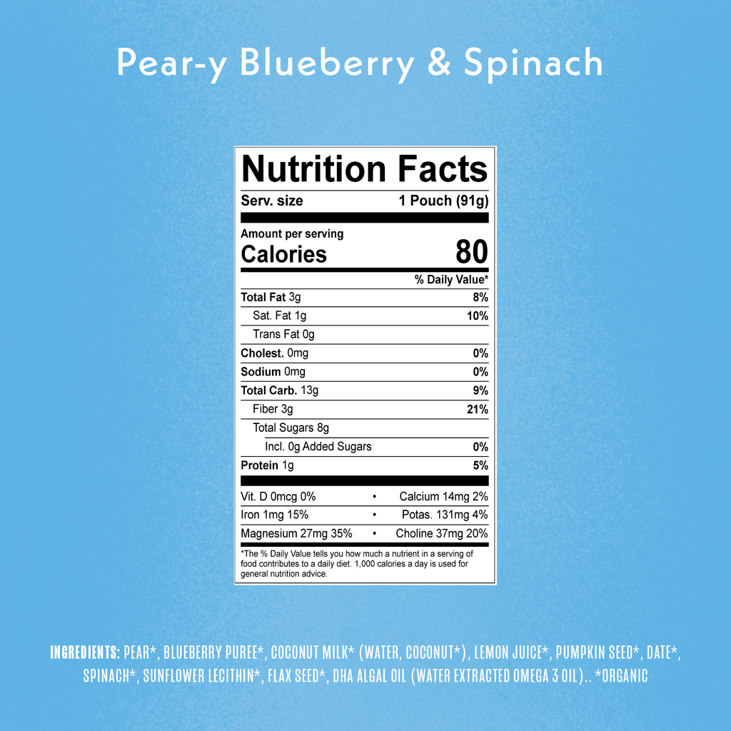 Pear-y Blueberry  & Spinach Smart Blend Ingredient Panel