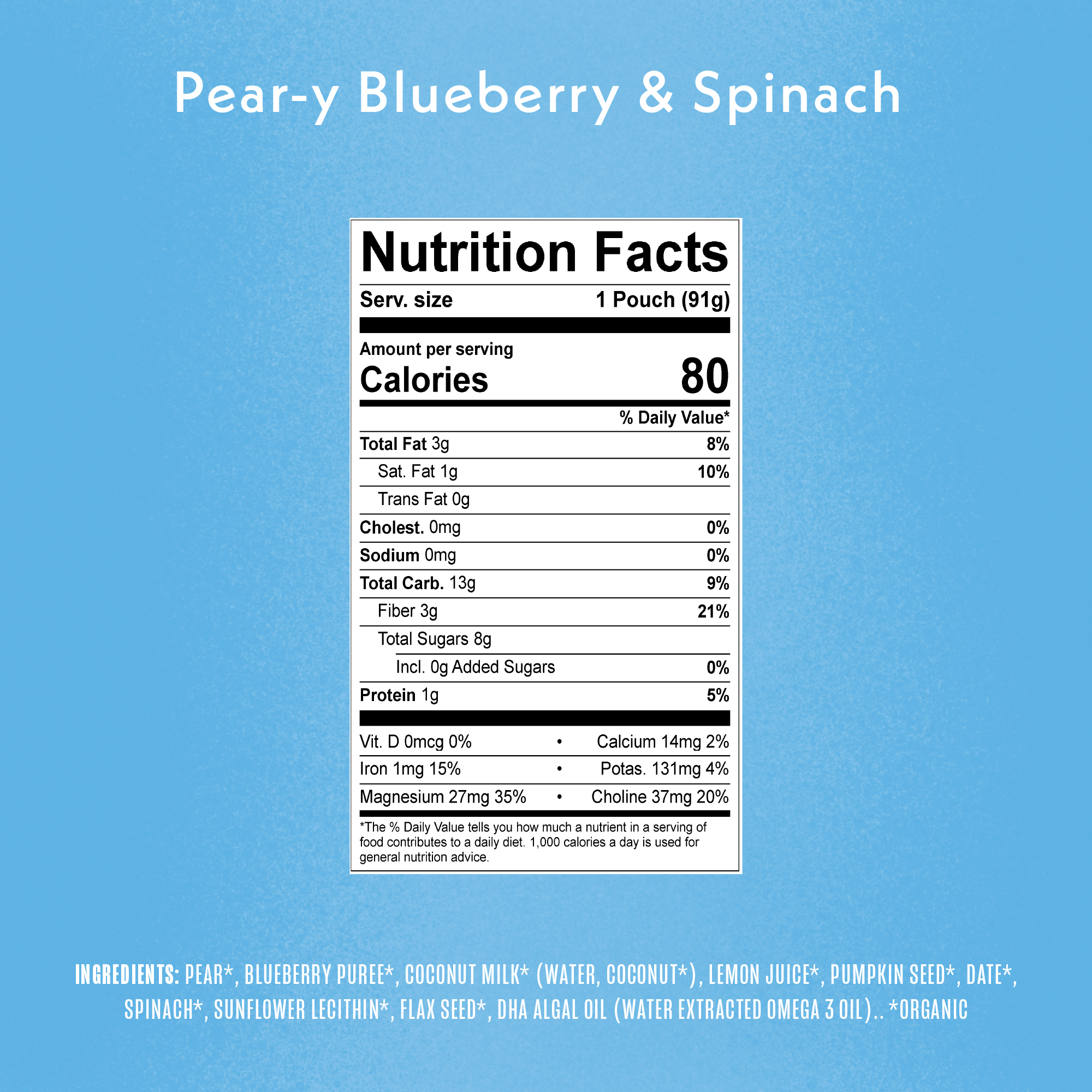 Pear-y Blueberry  & Spinach Smart Blend Ingredient Panel