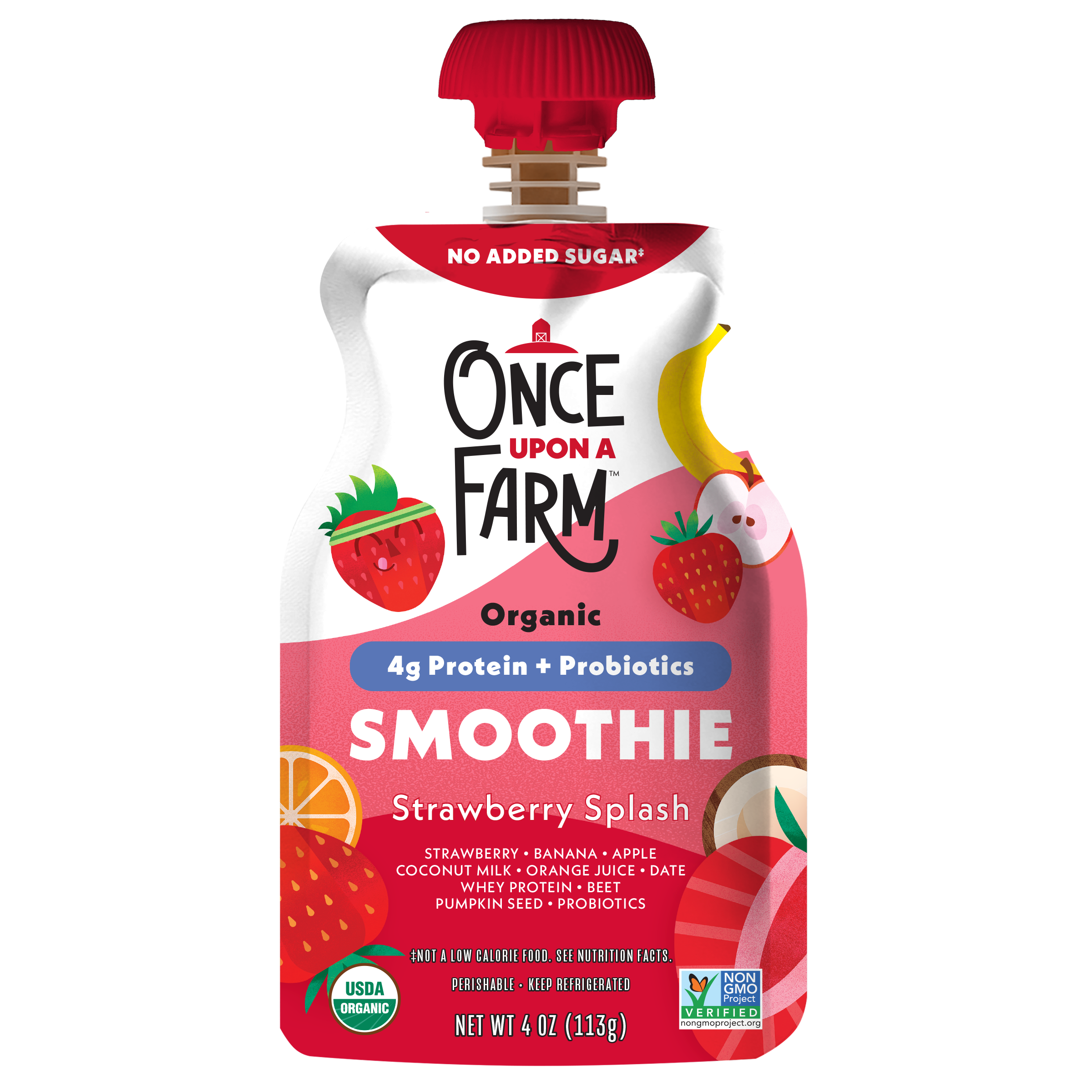 Once Upon a Farm Once Upon a Farm Organic Smoothies with Protein & Probiotics Strawberry Splash — product image