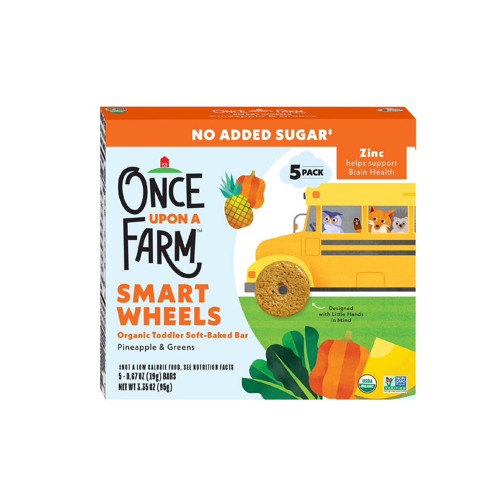 Box of Pine-Apple & Greens Smart Wheels front of packaging. Once Upon A Farm. 