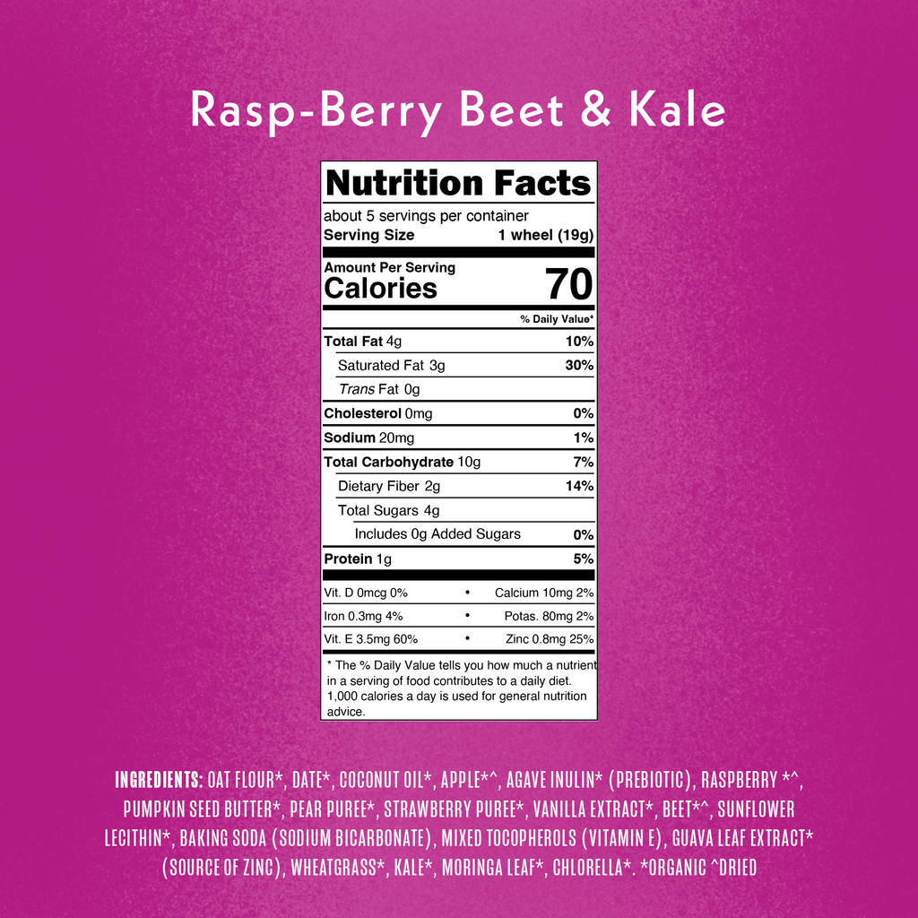 Raspberry Beet Kale Smart Wheels Nutrition Fact Panel