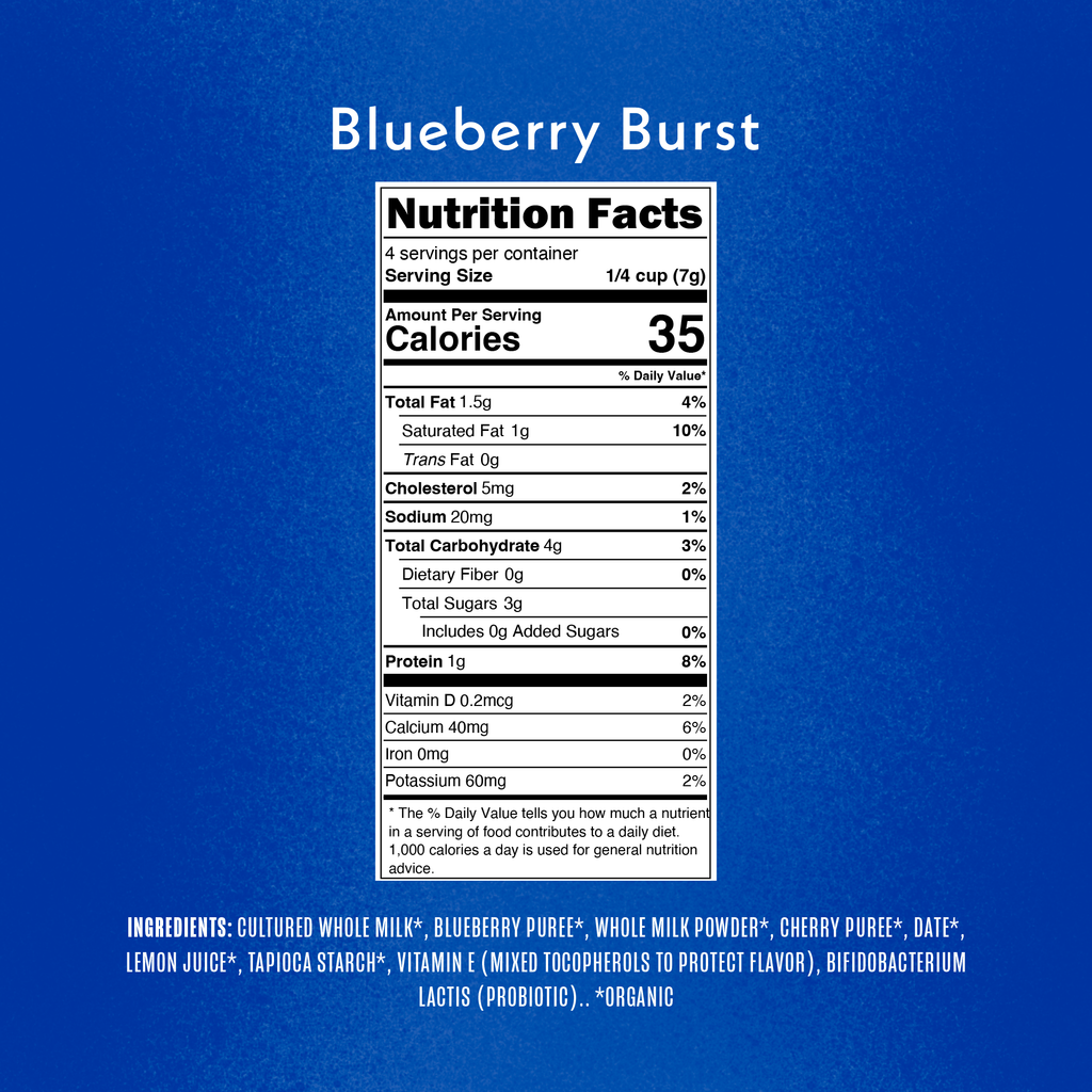 Blueberry Burst Smoothie Melts Nutritional Fact Panel