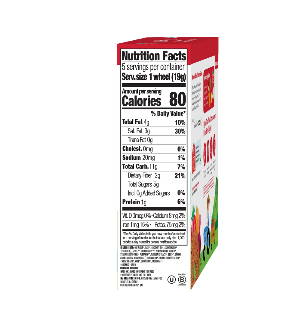 Strawberry, Pumpkin & Beet Tractor Wheels Nutrition Facts Panel