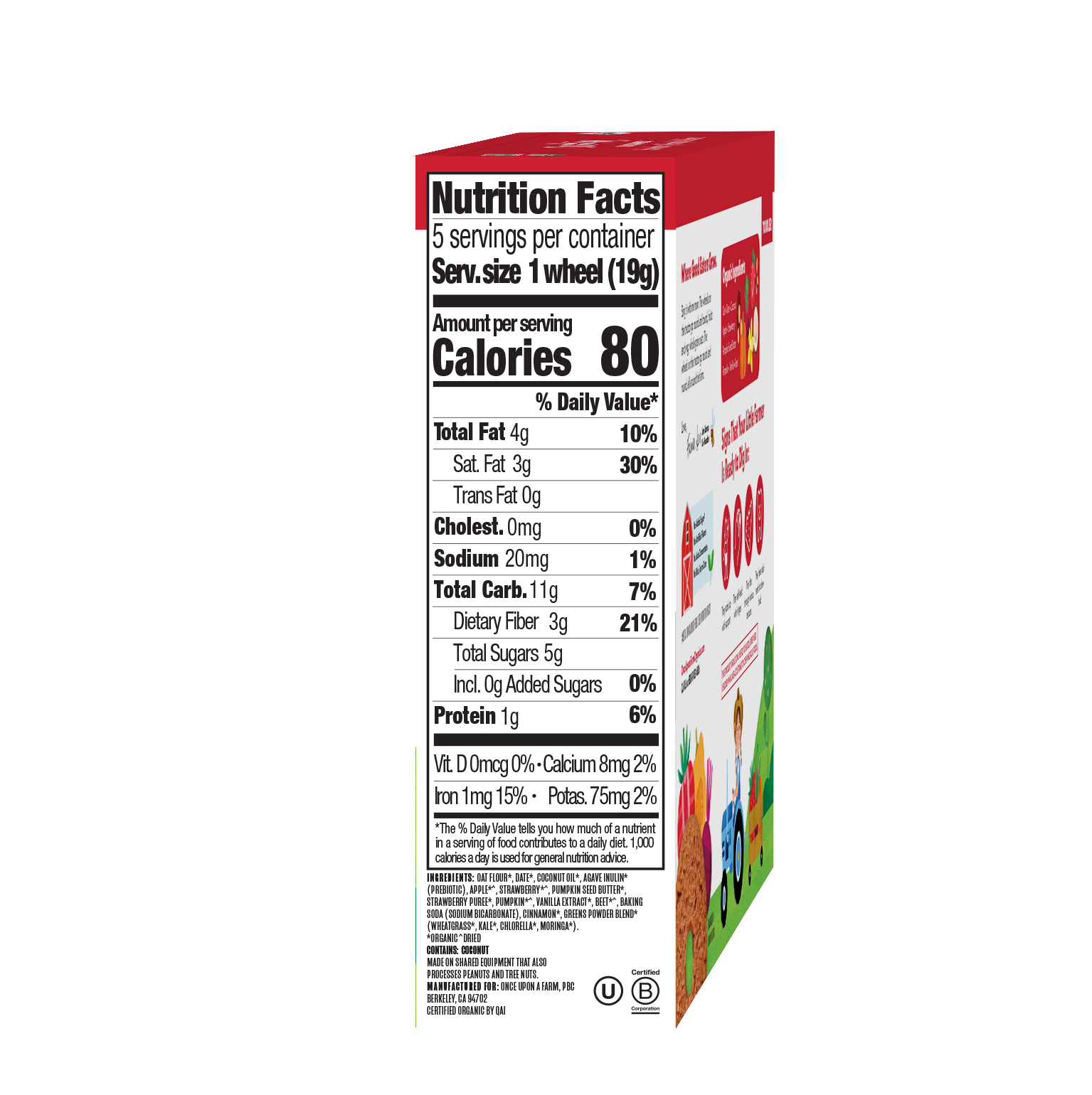 Strawberry, Pumpkin & Beet Tractor Wheels Nutrition Facts Panel