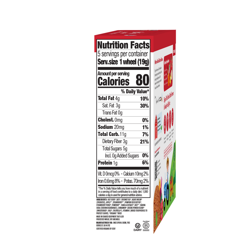 Box of Tractor Wheels with nutrition facts label on a white background