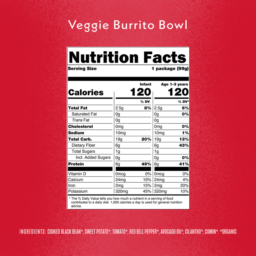 Veggie Burrito Bowl Nutrition Fact Panel