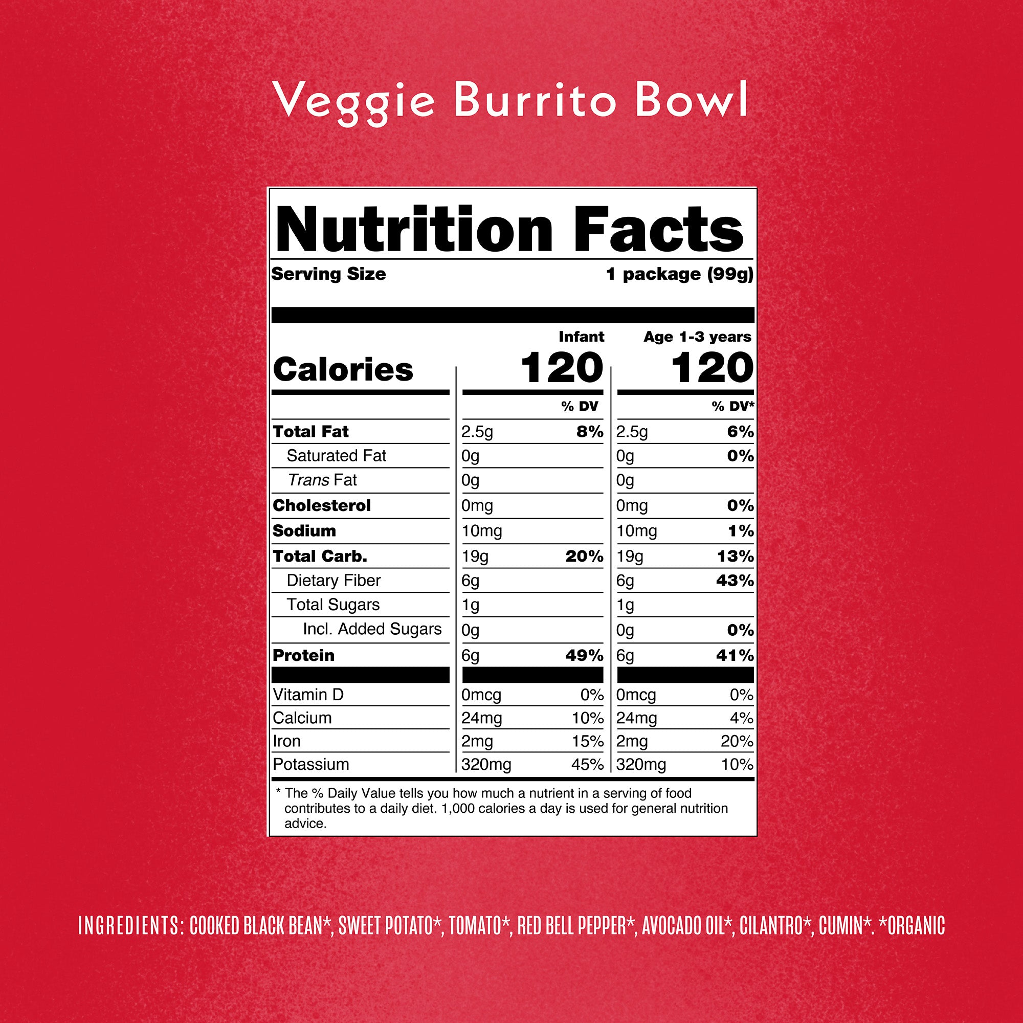 Veggie Burrito Bowl Nutrition Fact Panel