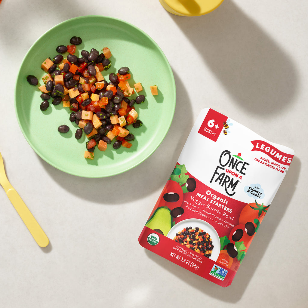 Veggie Burrito Bowl Cooked Meal Shown Plated with Packaging