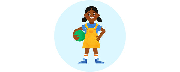illustration of a kid holding a ball