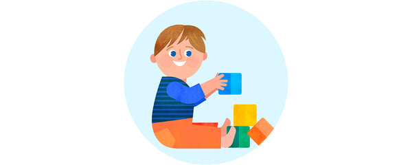 illustration of a toddler playing with blocks